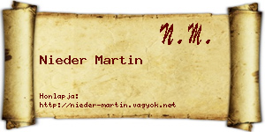 Nieder Martin névjegykártya